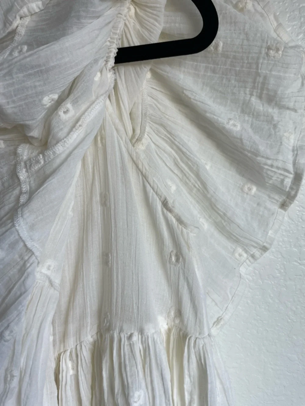 LOVESTITCH Boho Cream Off-Shoulder Ruffle Peasant Blouse • Medium - Picture 7 of 13